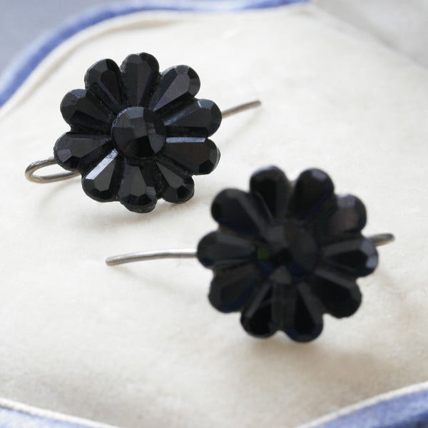 Victorian Black Vauxhall Glass Earrings