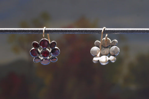 Early Victorian Garnet Flower Earrings