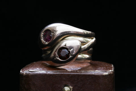 Edwardian Double Snake Garnet Ring