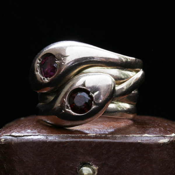 Edwardian Double Snake Garnet Ring