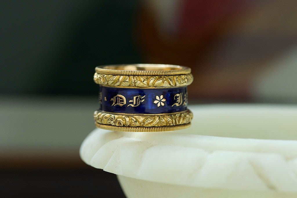Bague Réglable Art Nouveau Libellule, émail Bleu, CZ Rouge Et Blanc, Dorée Antique, Neuf Sans Boîte