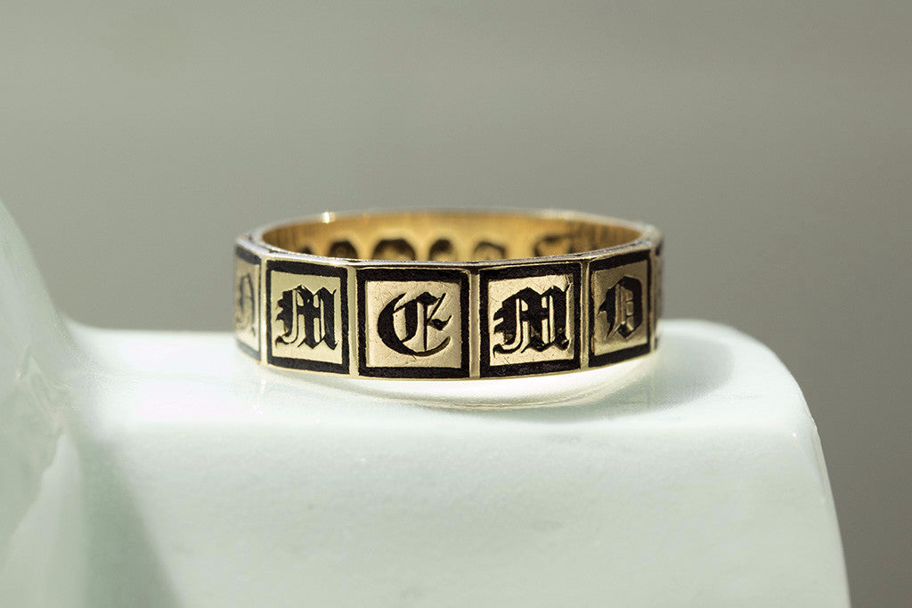 'In Memory Of' Black Enamel and Gold Band