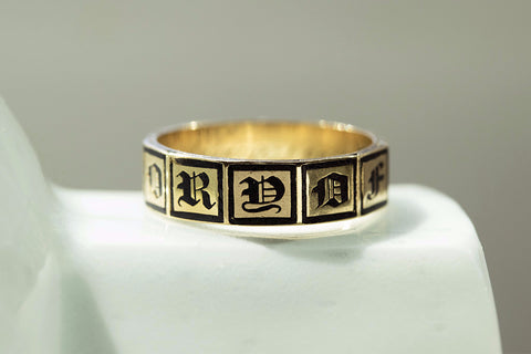 'In Memory Of' Black Enamel and Gold Band