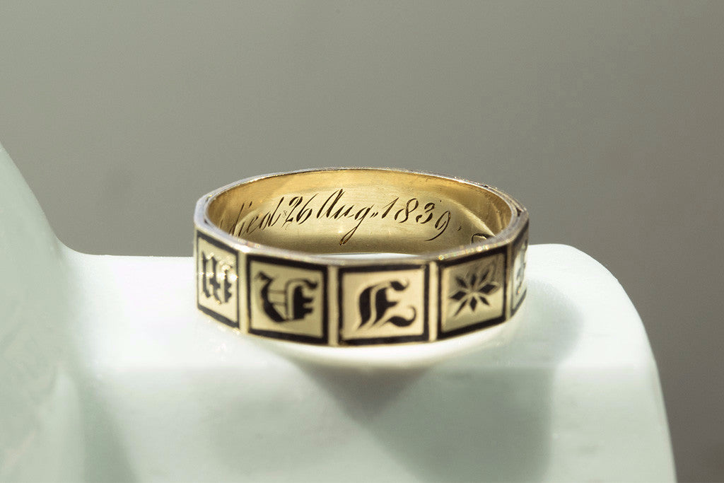 'In Memory Of' Black Enamel and Gold Band