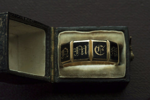 'In Memory Of' Black Enamel Ring with Original Box