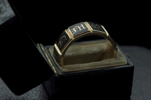 'In Memory Of' Black Enamel Ring with Original Box