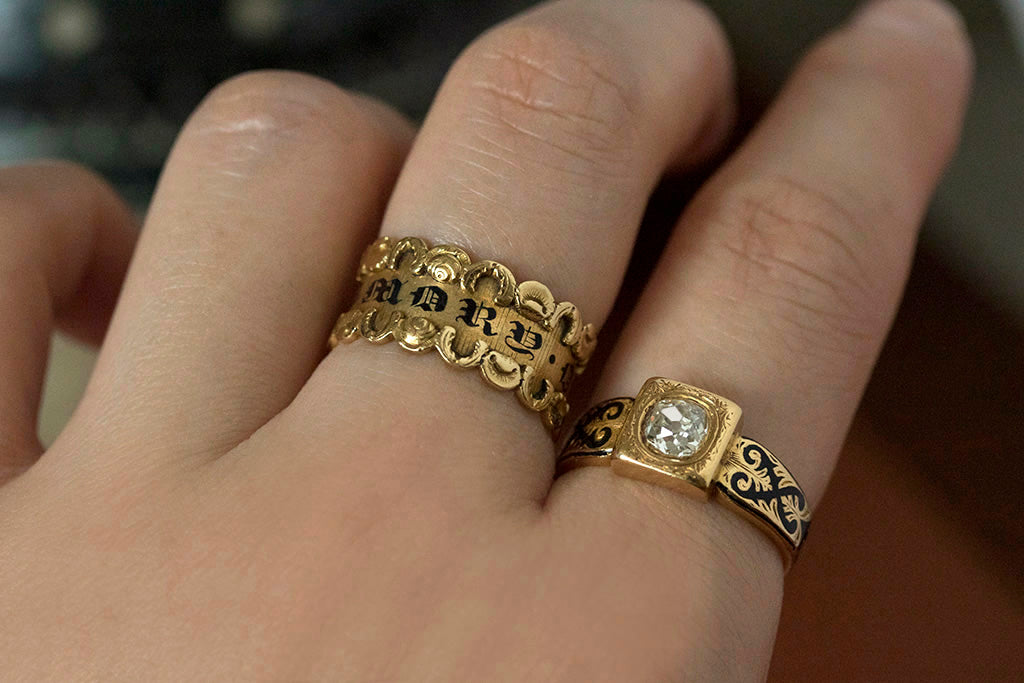 LAELIUS Antiques Georgian Black Enamel Mourning Ring