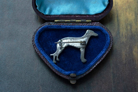 Enamel Greyhound Dog Brooch