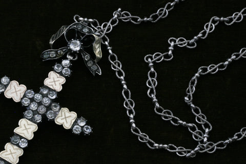 Georgian Silver and Paste Cross and Bow Pendant
