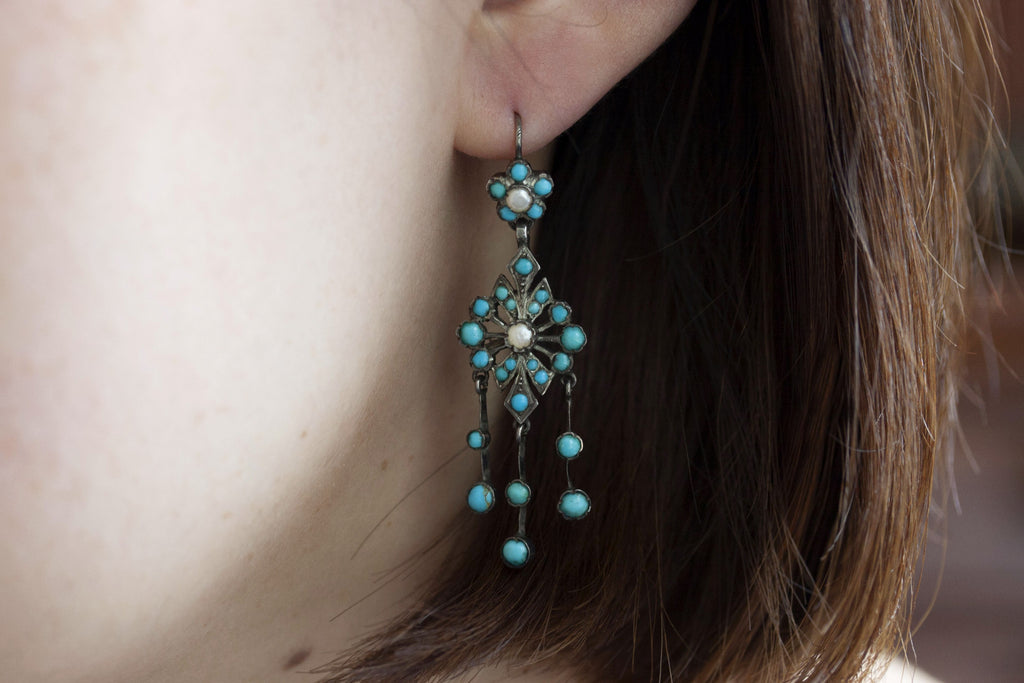 Victorian Turquoise Chandelier Earrings