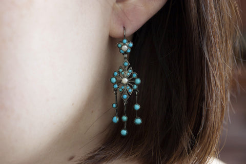 Victorian Turquoise Chandelier Earrings