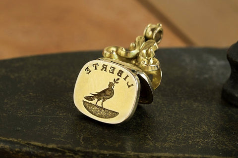 Victorian 'LlBERTE' Wax Seal Fob Pendant