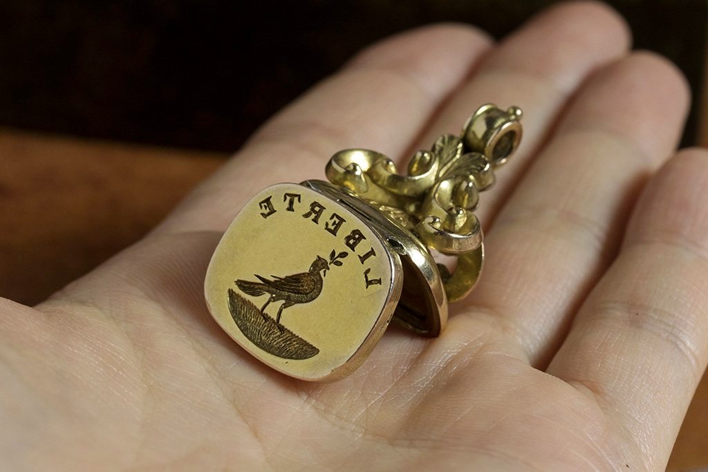 Victorian 'LlBERTE' Wax Seal Fob Pendant