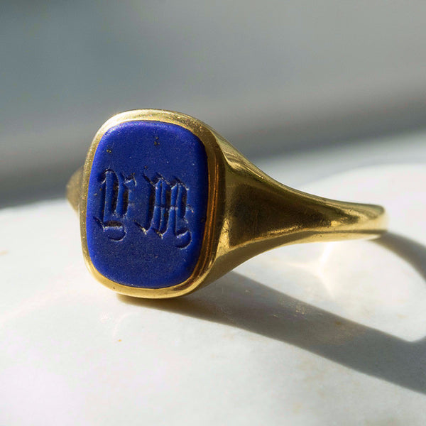 Lapis 'LM' Signet Ring