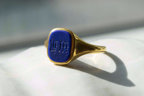 Lapis 'LM' Signet Ring