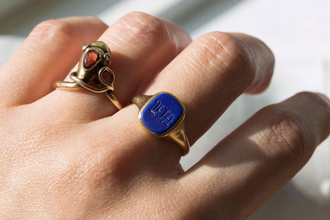 Lapis 'LM' Signet Ring