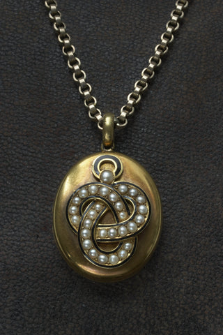Victorian Enamel Pearl Knot Locket