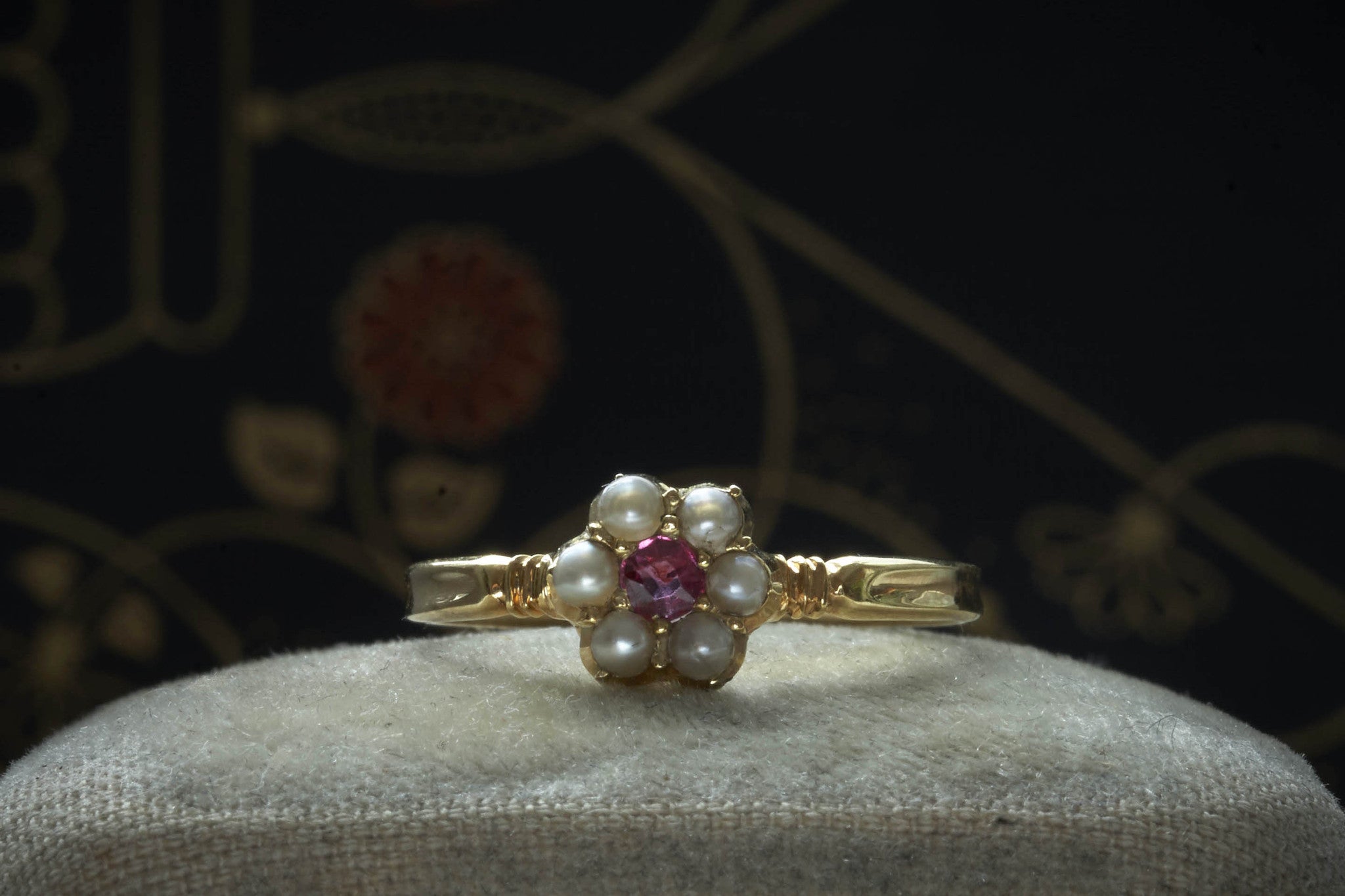 flower pearl seed ring LAELIUS Antiques – Victorian Topaz and Seed Pearl Ring