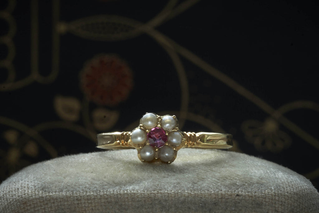 Victorian Topaz and Seed Pearl Ring