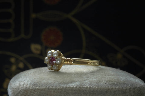 Victorian Topaz and Seed Pearl Ring