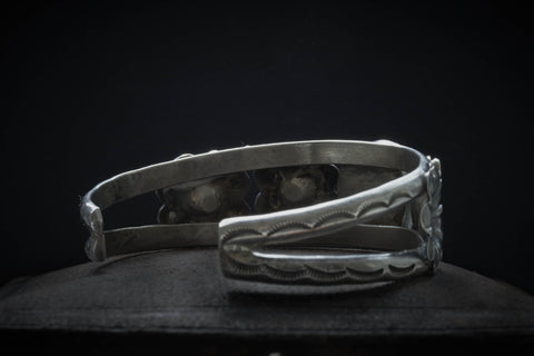 Navajo Turquoise Bangle With Floral Motif