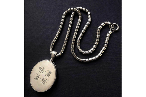 Victorian Sterling Silver "SJ & RB' Locket