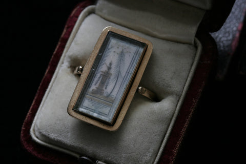 Georgian Painted Miniature Swivel Ring