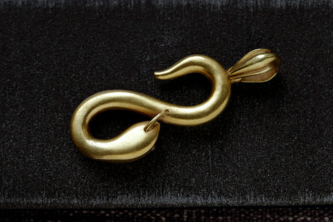 Antique French Snake Turquoise Diamond Pendant.