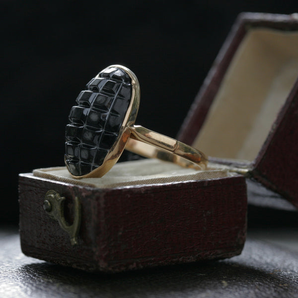 Victorian Large Carved Onyx Ring