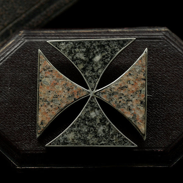Victorian Sterling and Scottish Aberdeen Granite Pin