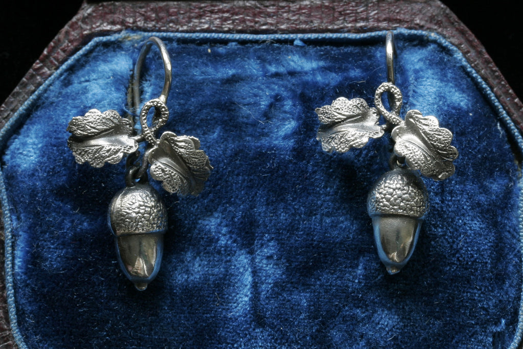 Victorian Silver Acorn Earrings