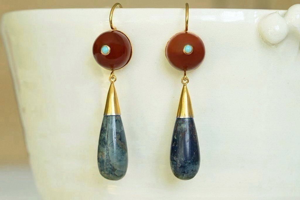 Victorian Agate and Carnelian Drop Earrings