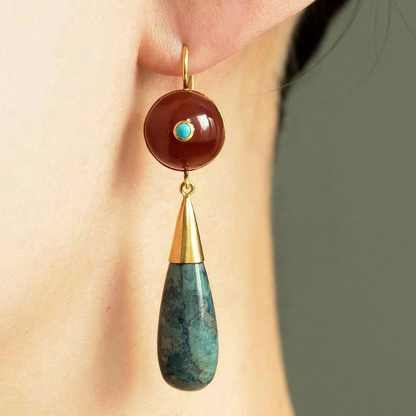 Victorian Agate and Carnelian Drop Earrings