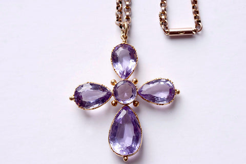 Early Victorian Amethyst Cross and Chain