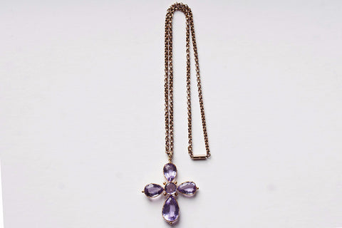 Early Victorian Amethyst Cross and Chain