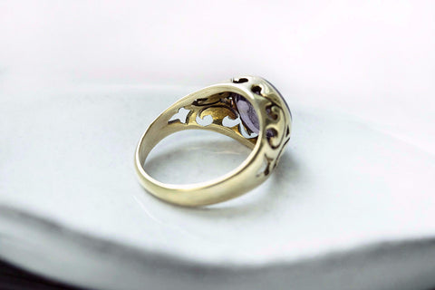 Edwardian Amethyst Crest Intaglio Ring