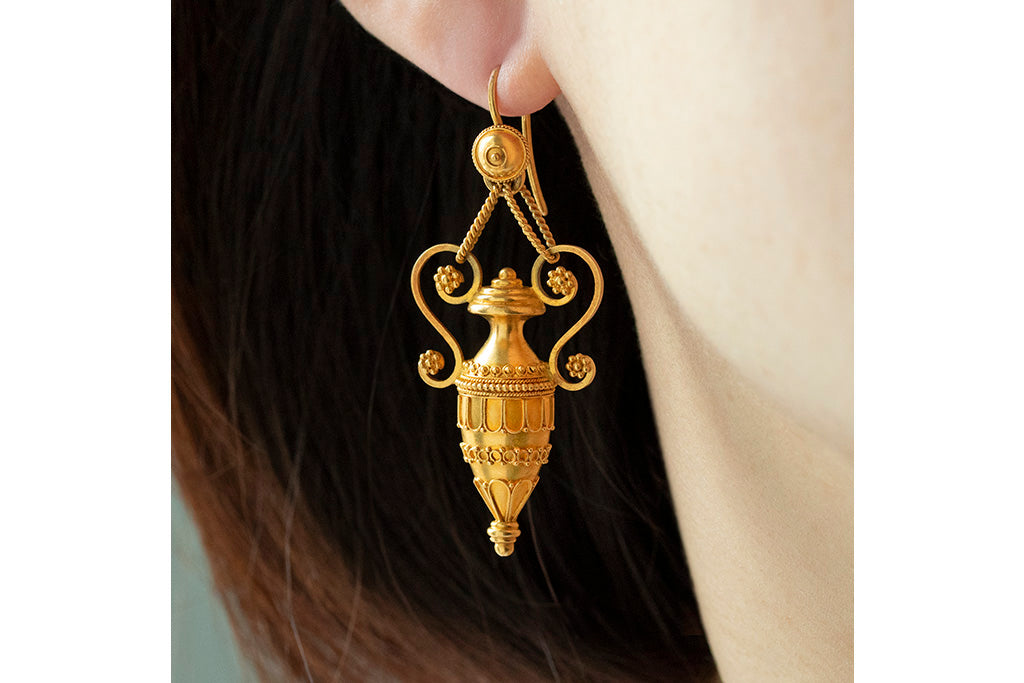 Mid-Victorian Gold Amphora Earrings