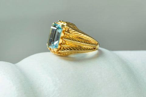 1940s French Aquamarine Cocktail Ring