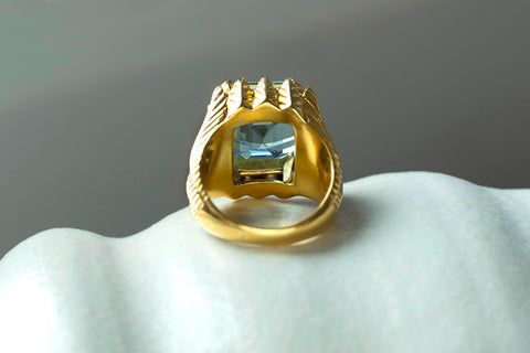 1940s French Aquamarine Cocktail Ring