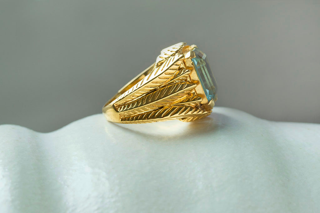 1940s French Aquamarine Cocktail Ring