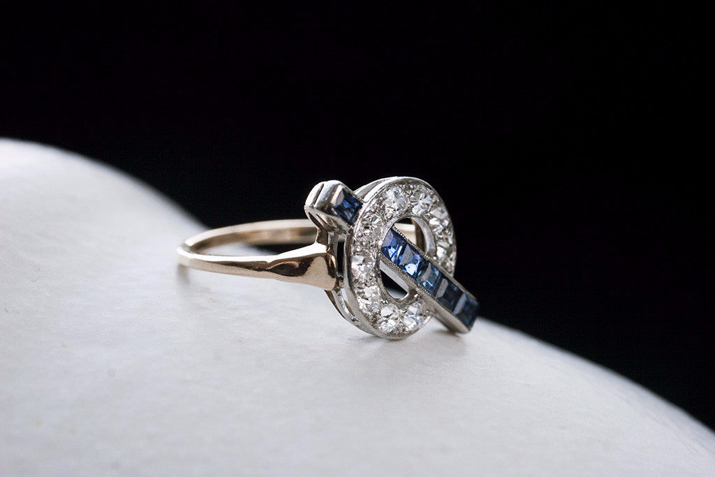 Art Deco Diamond and Sapphire Ring