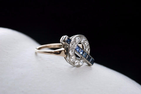 Art Deco Diamond and Sapphire Ring