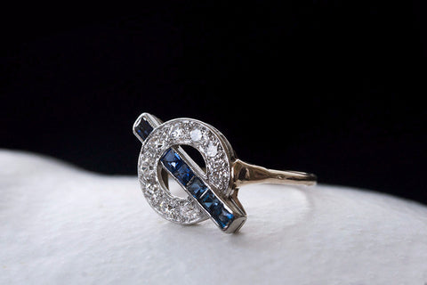Art Deco Diamond and Sapphire Ring