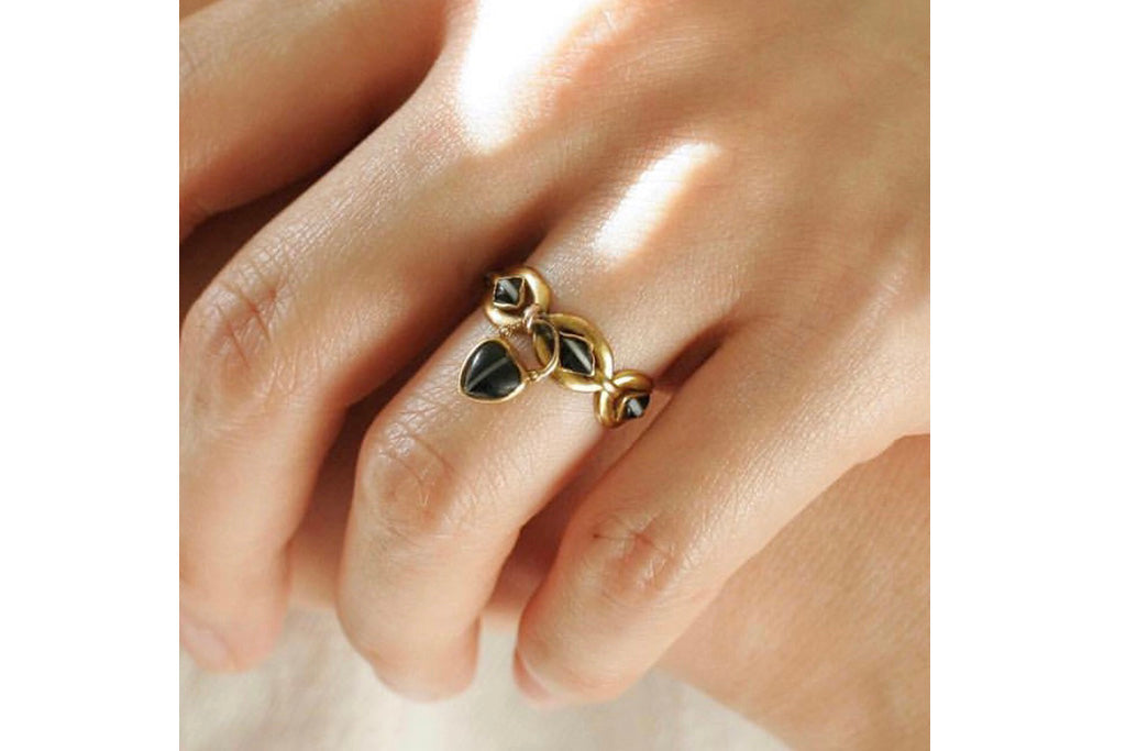 Georgian Banded Agate Eternity Ring with Heart Locket
