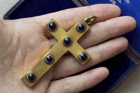 Large Victorian Bullseye Agate Cross