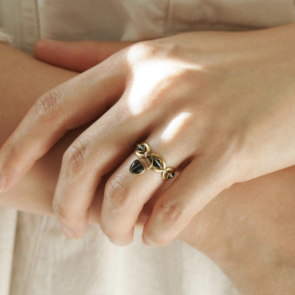 Georgian Banded Agate Eternity Ring with Heart Locket