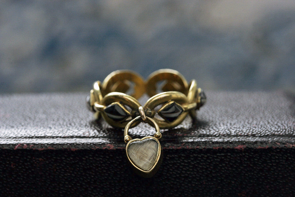 Georgian Banded Agate Eternity Ring with Heart Locket