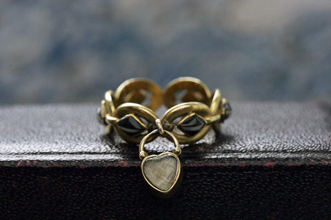 Georgian Banded Agate Eternity Ring with Heart Locket