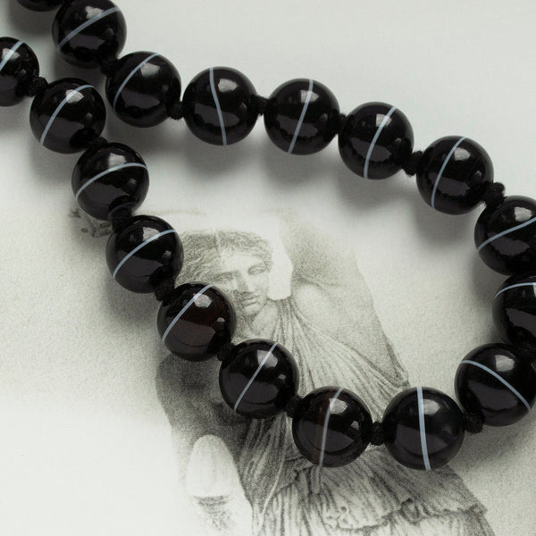 Victorian Banded Agate Bead Necklace