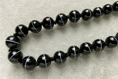 Victorian Banded Agate Bead Necklace